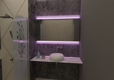 Огледало с осветление за баня Карин лилава светлина